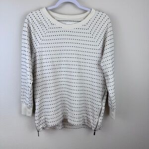 LOU & GREY White with Small Black Knit Knobs Pullover Sweater / Size XS